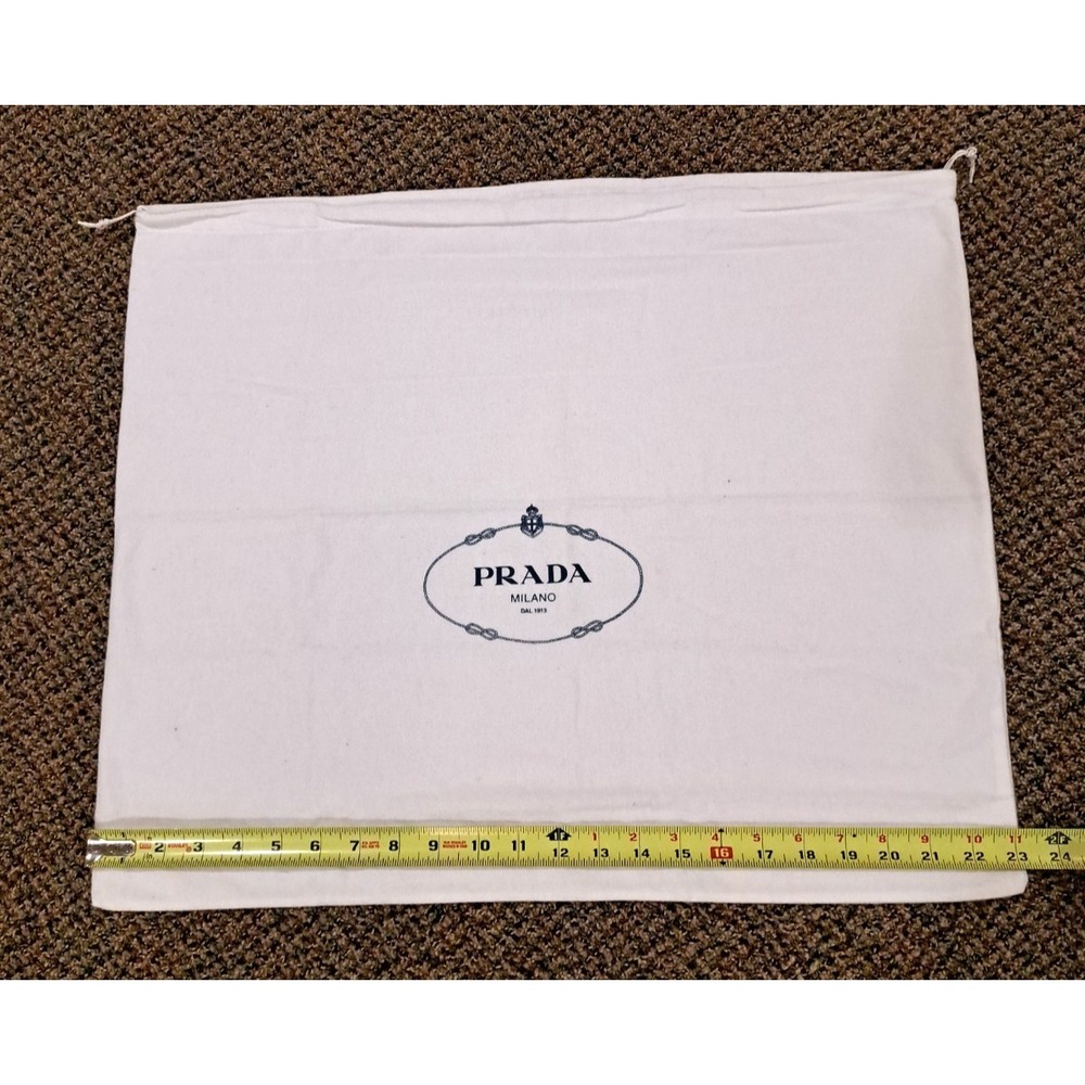 Prada White Dustbag Drawstring Closure 23 X 19 Inches For Handbag